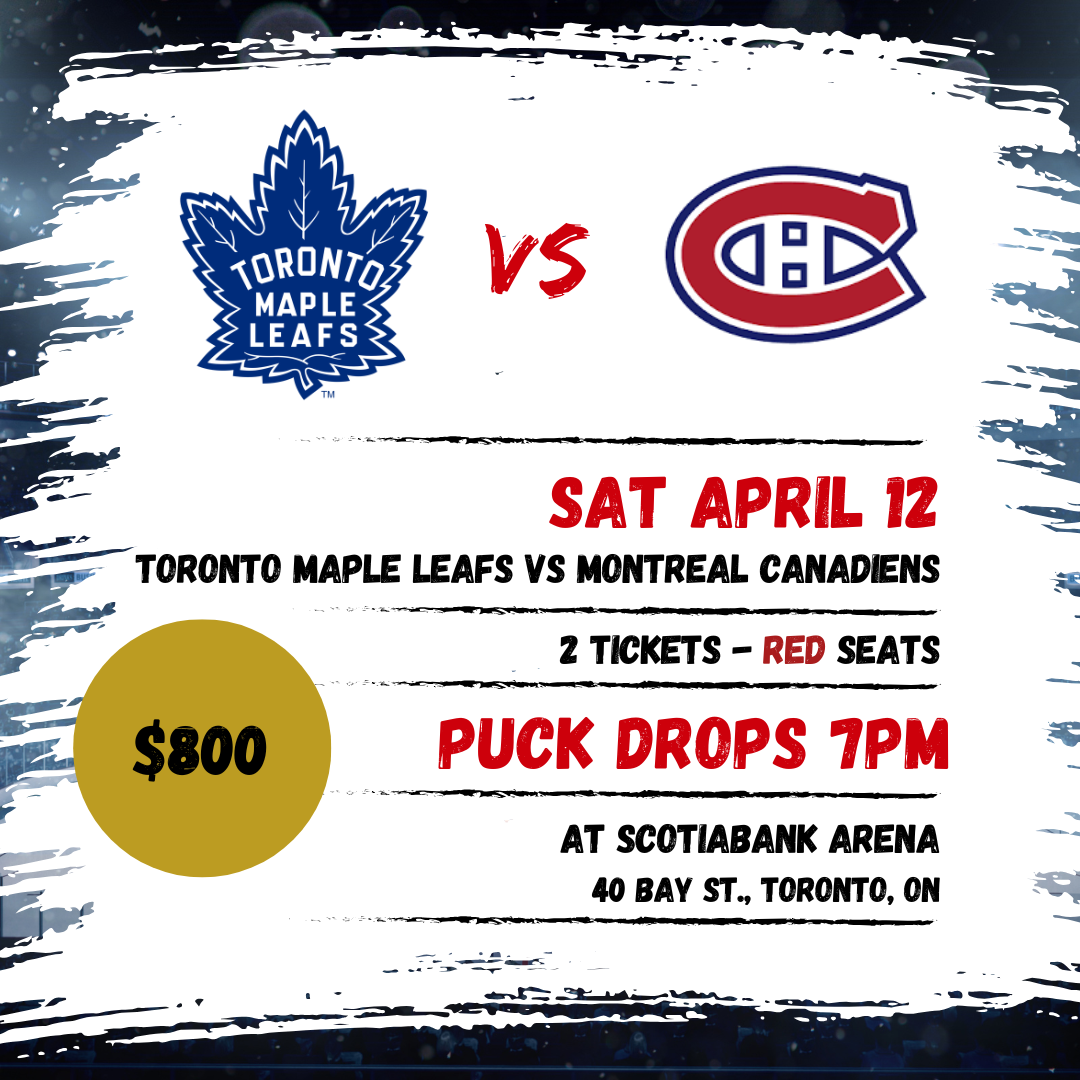 Montreal Canadiens @ Toronto Maple Leafs - 2 Red Seats