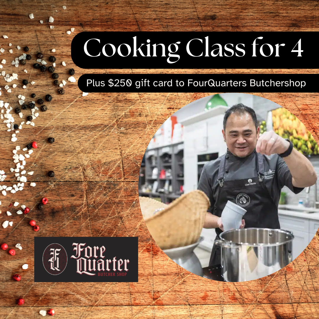 Cooking class for 4 and gift card to FourQuarters Butcher shop